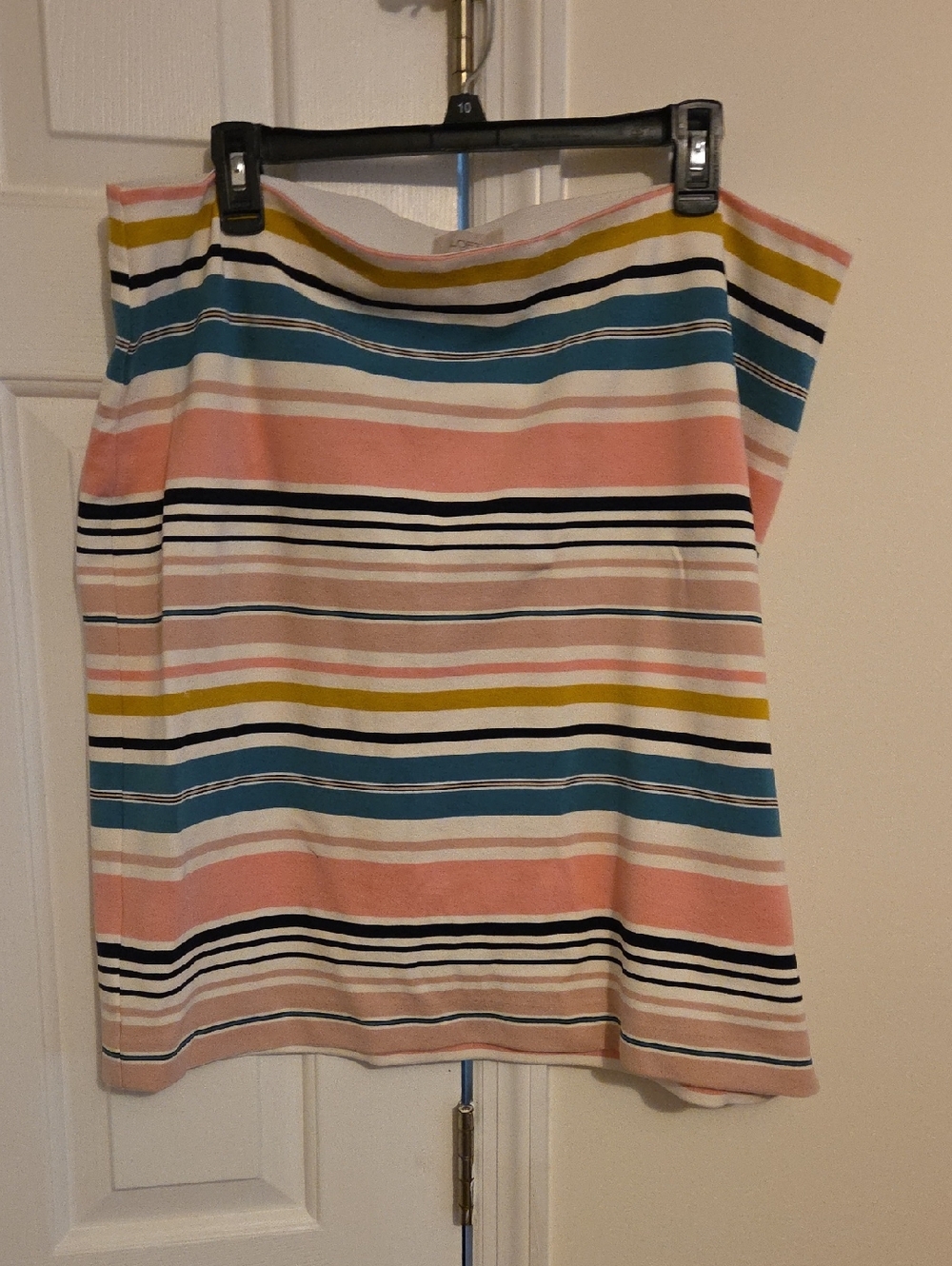 Loft Striped Multicolor Knit Skirt - Pink, Teal, Yellow & Black